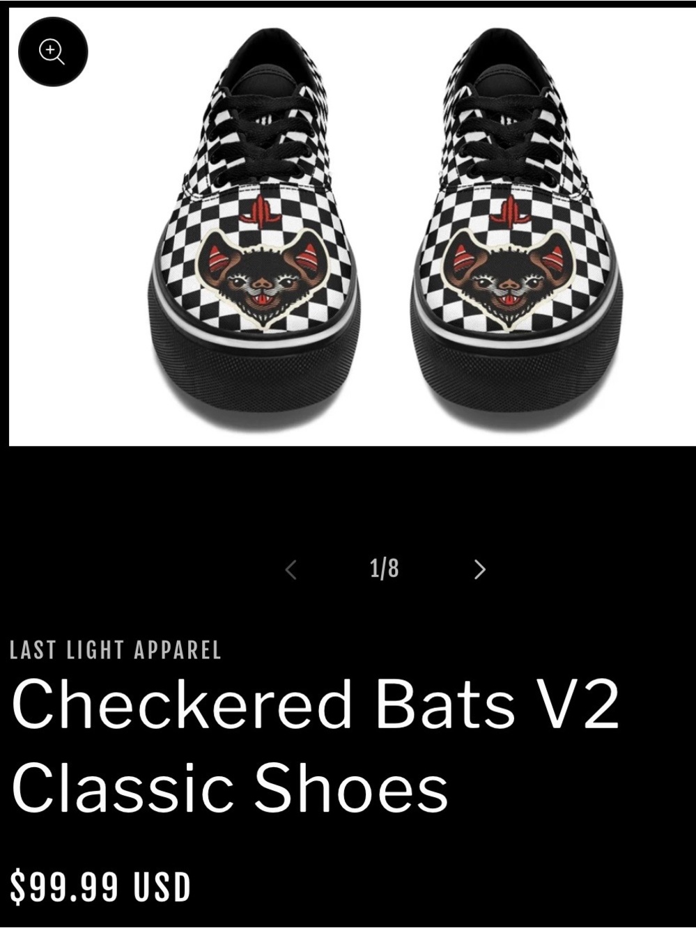 Checkered Bats V2 Shoes - Black & White